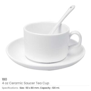 Ceramic Saucer Teacups with Spoon - Image 3