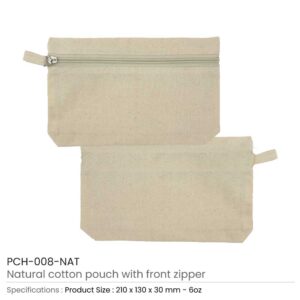 Cotton Pouch with front Zipper - Image 3