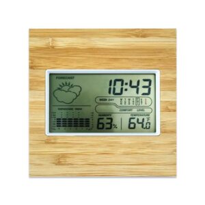 Multi-Function Bamboo Digital Clock with Weather Forecast, Calendar, Alarm, Temperature