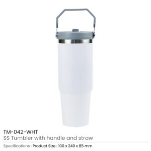 Tumbler with Handle and Straw SS Double Wall 900ml - Image 4