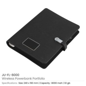 Wireless Powerbank Portfolio with USB and Light up Logo - Image 3