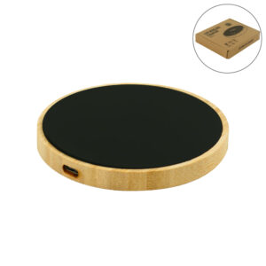 Bamboo Wireless Charger 15W Fast Charging & LED Logo