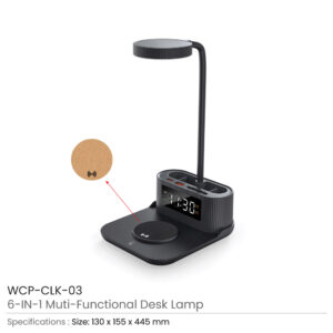 Desk Lamp with 15W Wireless Charger, Clock and Pen Holder - Image 4