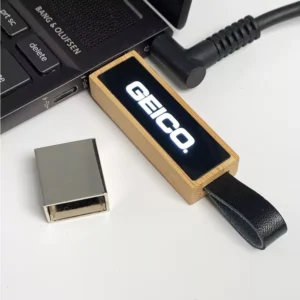 Bamboo LED Logo USB with Strap 64GB V. 3.0 - Image 6