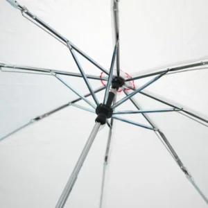 Bi-Fold Umbrella in White with Velcro Closure and Pouch - Image 4