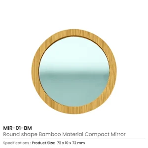 Bamboo Pocket Mirrors in Round-shaped, Lightweight & Portable - Image 4