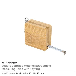 Bamboo Retractable Measuring Tape Keychains - Image 5
