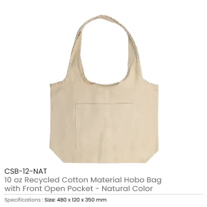 Cotton Hobo Bags with Front Pocket, 10 oz (340 GSM) - Image 4