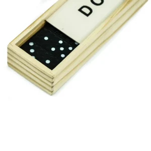 Domino Set Game in Wooden Slide Box – 28 Black Wooden Pieces - Image 8