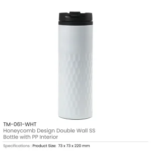 Honeycomb Design SS Bottles, Double Wall with PP Interior 420ml - Image 4