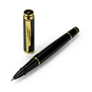 Arabic Traditional Bisht Design Metal Pens, Glossy Black with Gold Outline - Image 4