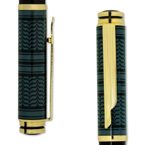 Arabic Traditional Bisht Design Metal Pens, Glossy Black with Gold Outline - Image 3