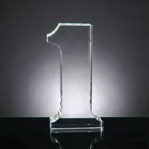 Crystal Glass Trophy in Number One Shape with Gold Lock Closure Box - Image 7
