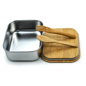 Stainless Steel Lunch Box with Bamboo Lid & Strap - Image 6