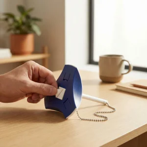 Counter Pen with Base Holder and Secured Chain – Blue Ink - Image 6