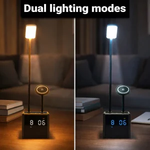 Multi-functional Desk Lamp with Wireless Charger and Clock - Image 3