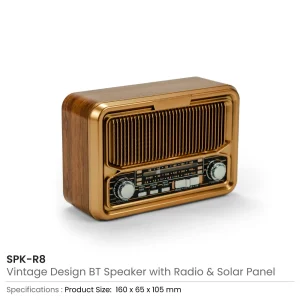 Vintage Design Bluetooth Speaker with Radio and Solar Panel - Image 4